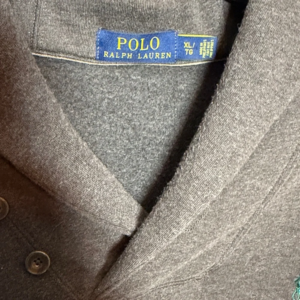 Polo Ralph Lauren‎ Men’s Jersey Shawl Collar Suede Elbow Patch Brown Pullover XL